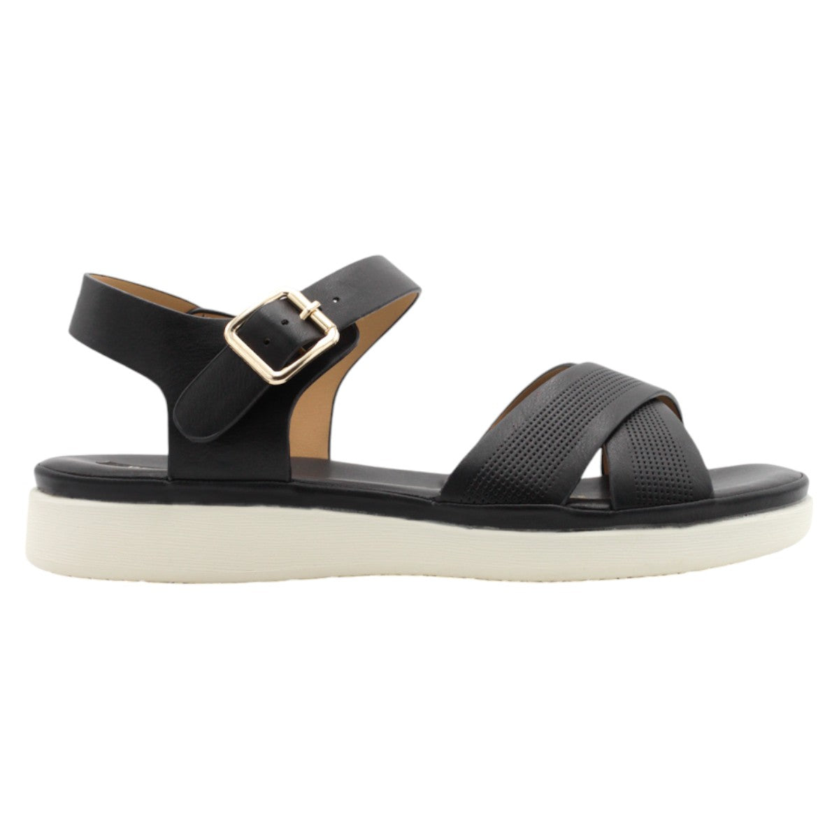 Foto 3 pulgar | Sandalias de Piso Rbcollection Exterior Piel Vegana Negro para Mujer