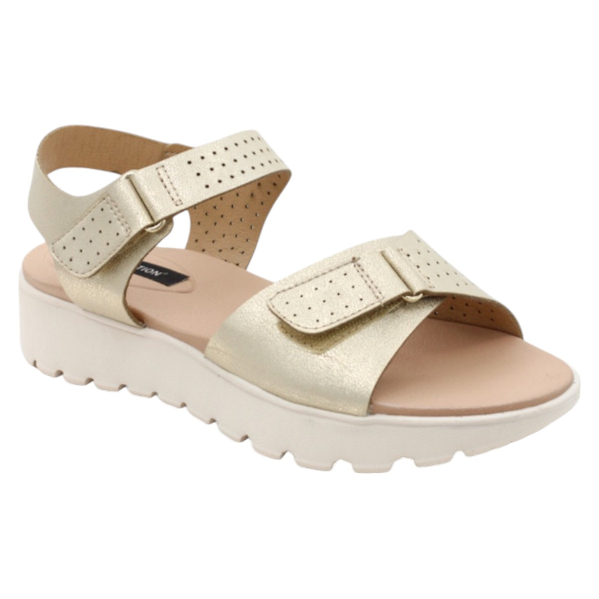 Foto 2 pulgar | Sandalias de Piso Rbbasics Exterior Piel Vegana Oro para Mujer