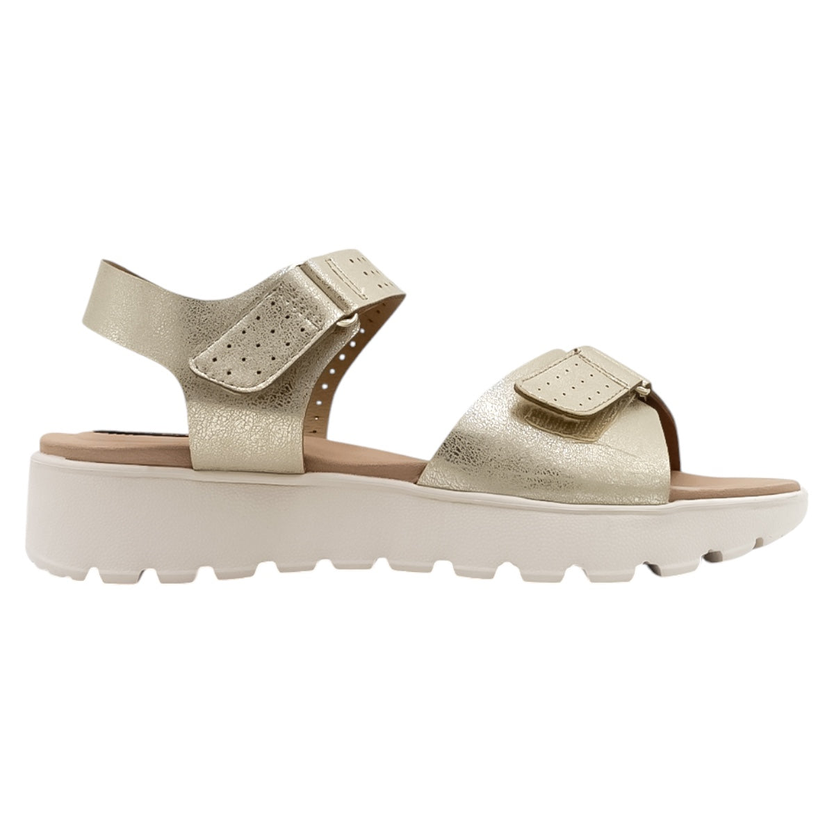 Foto 3 pulgar | Sandalias de Piso Rbbasics Exterior Piel Vegana Oro para Mujer