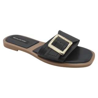 Foto 1 | Sandalias de Piso RbBasics Exterior Piel Vegana Negras para Mujer