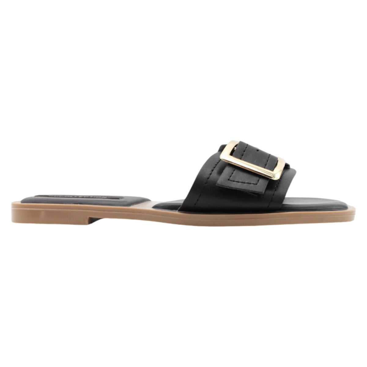 Foto 3 pulgar | Sandalias de Piso RbBasics Exterior Piel Vegana Negras para Mujer