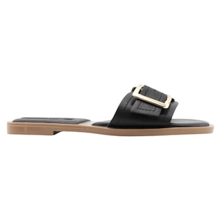 Foto 2 | Sandalias de Piso RbBasics Exterior Piel Vegana Negras para Mujer