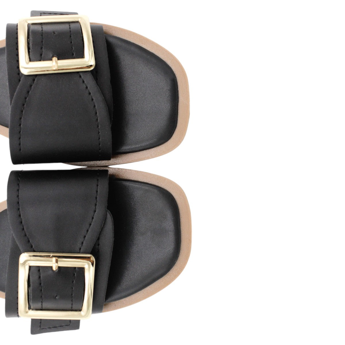 Foto 5 pulgar | Sandalias de Piso RbBasics Exterior Piel Vegana Negras para Mujer