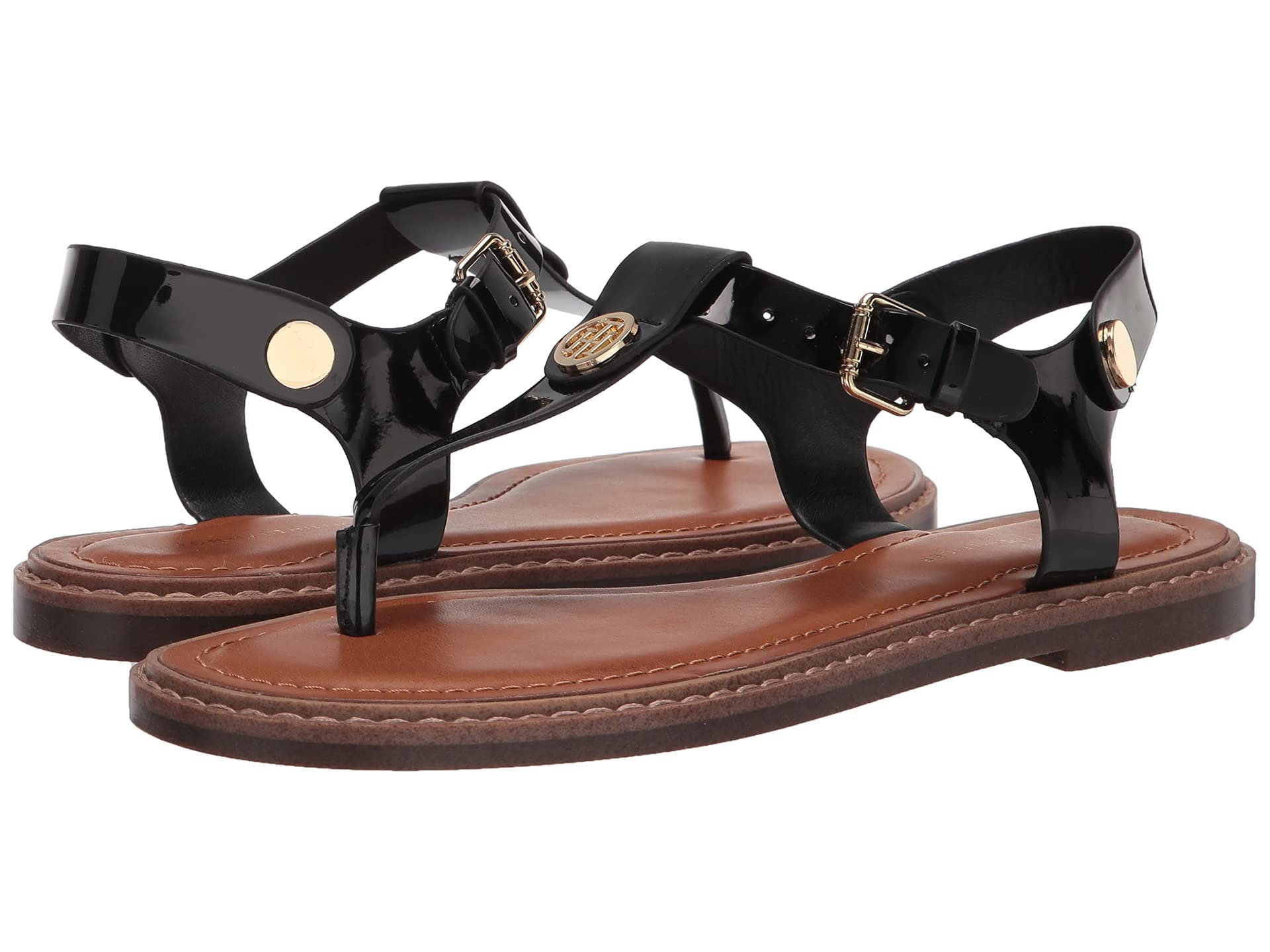Foto 2 pulgar | Sandalia Plana Tommy Hilfiger Bennia Para Mujer, Color Negro Charol 6.5 - Venta Internacional.