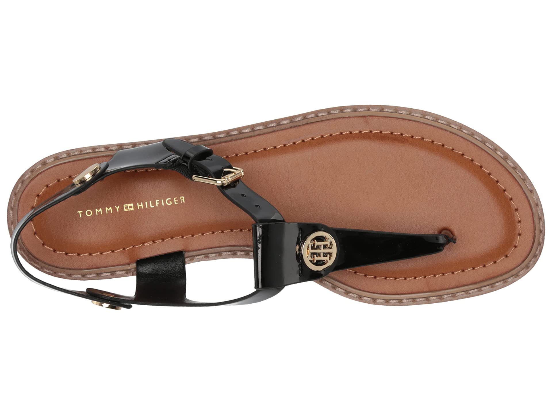 Foto 3 pulgar | Sandalia Plana Tommy Hilfiger Bennia Para Mujer, Color Negro Charol 6.5 - Venta Internacional.