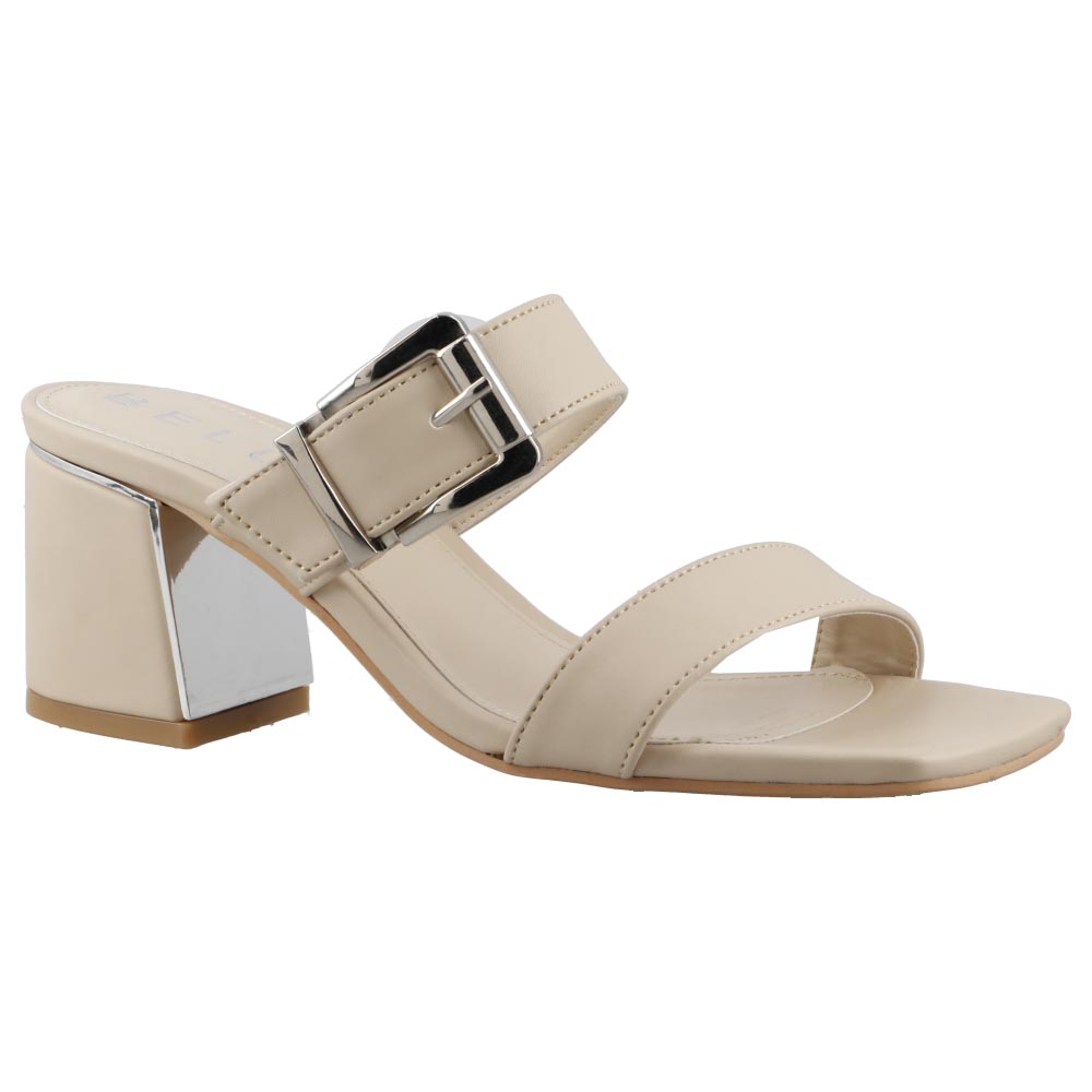 Sandalia Dama Belua 7205 Latte Abierta Tacon Ancho Bajo Talla 23 A 26 E Sandalia De Vestir