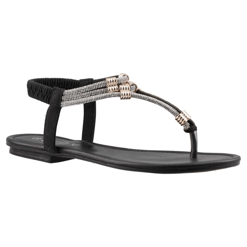 Sandalia Dama Belua 9209 Negro Sandalia Casual Piso Talla 23 A 26 E