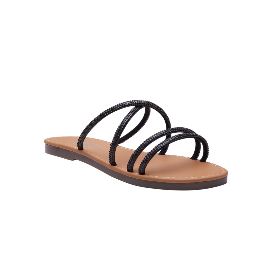 Sandalia Calzado Watanabe Negro Brillos
