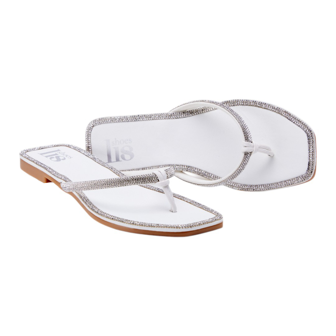 Foto 4 pulgar | Sandalia Calzado Watanabe Blanca  Brillos Horcapollo