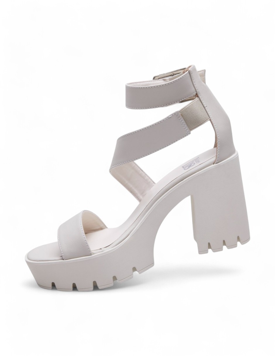 Foto 1 | Sandalia Calzado Watanabe Color Blanco Tacon Ancho