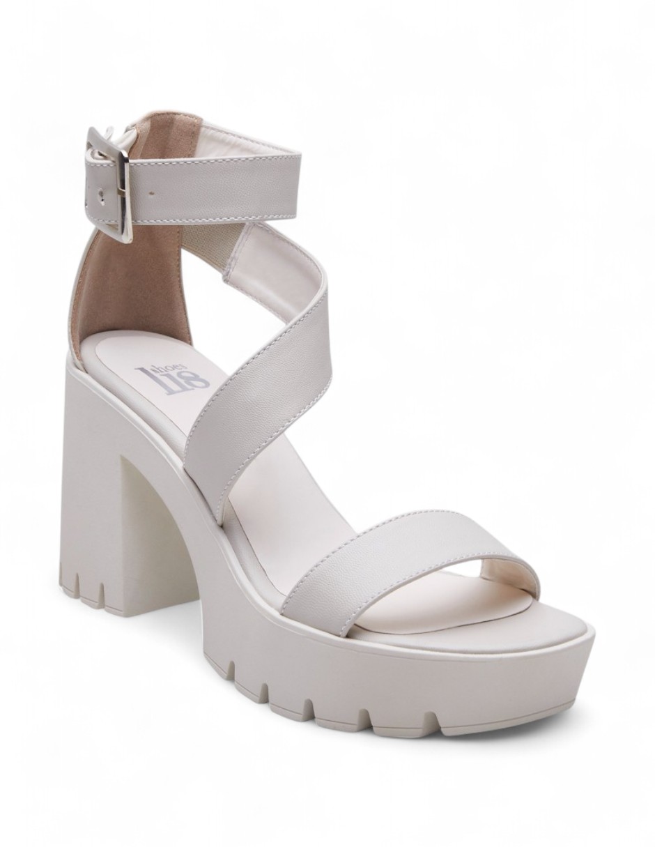 Foto 3 | Sandalia Calzado Watanabe Color Blanco Tacon Ancho