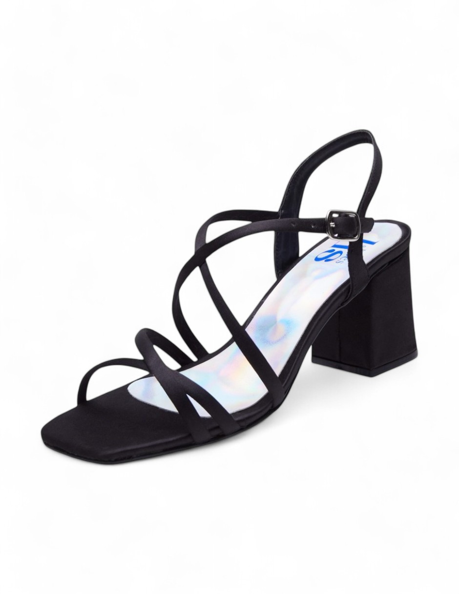 Foto 2 pulgar | Sandalia Calzado Watanabe Color Negro Tacones Tiras
