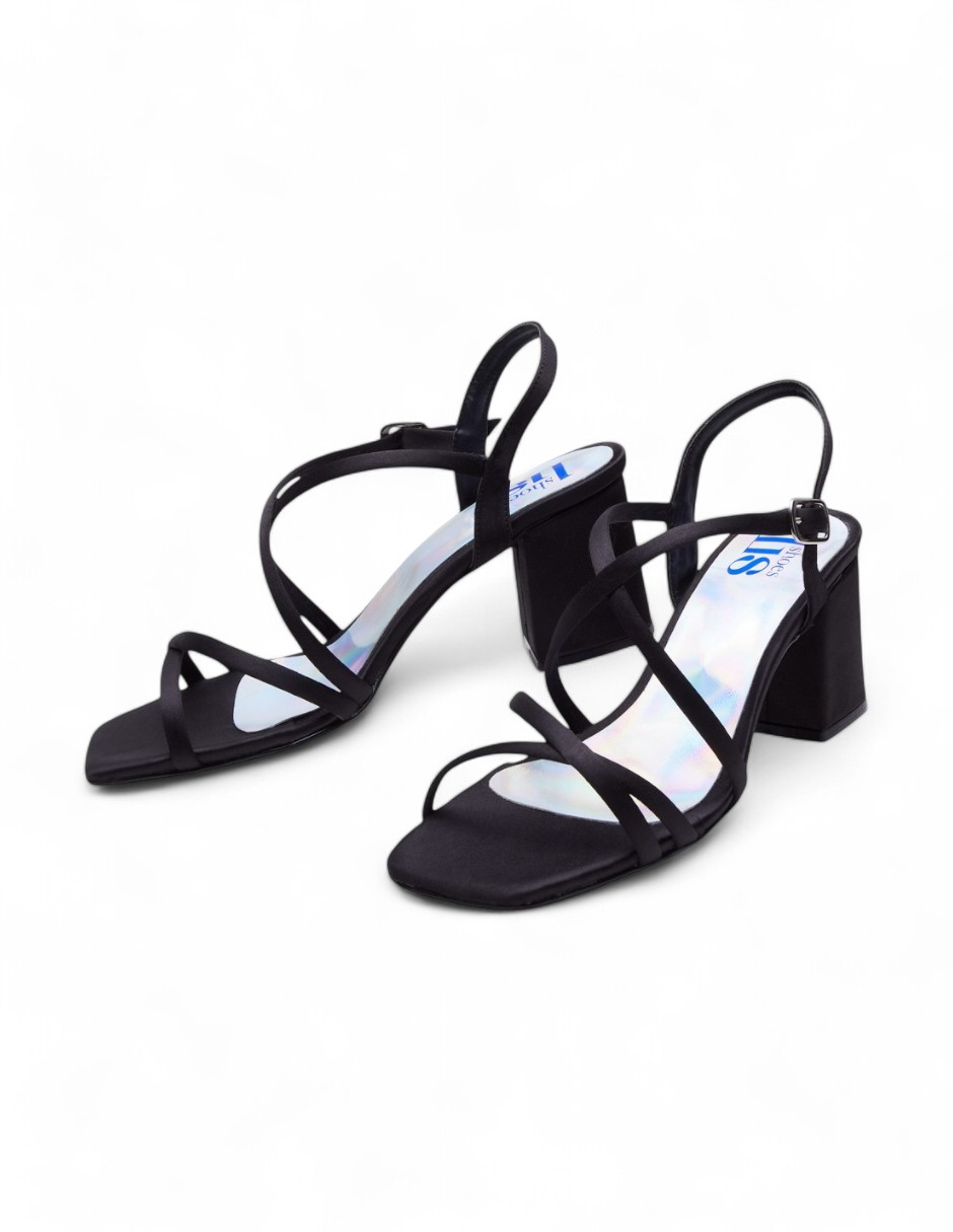 Foto 4 pulgar | Sandalia Calzado Watanabe Color Negro Tacones Tiras