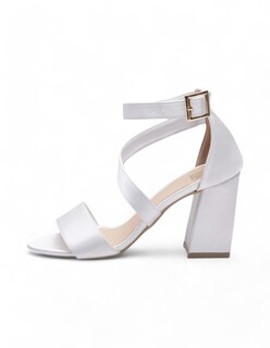 Foto 2 | Sandalias Calzado Watanabe Color Blanco Tacones Satinados