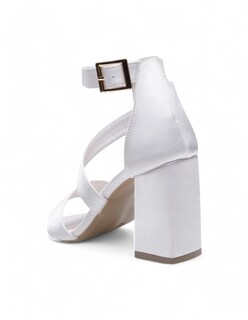 Foto 4 | Sandalias Calzado Watanabe Color Blanco Tacones Satinados