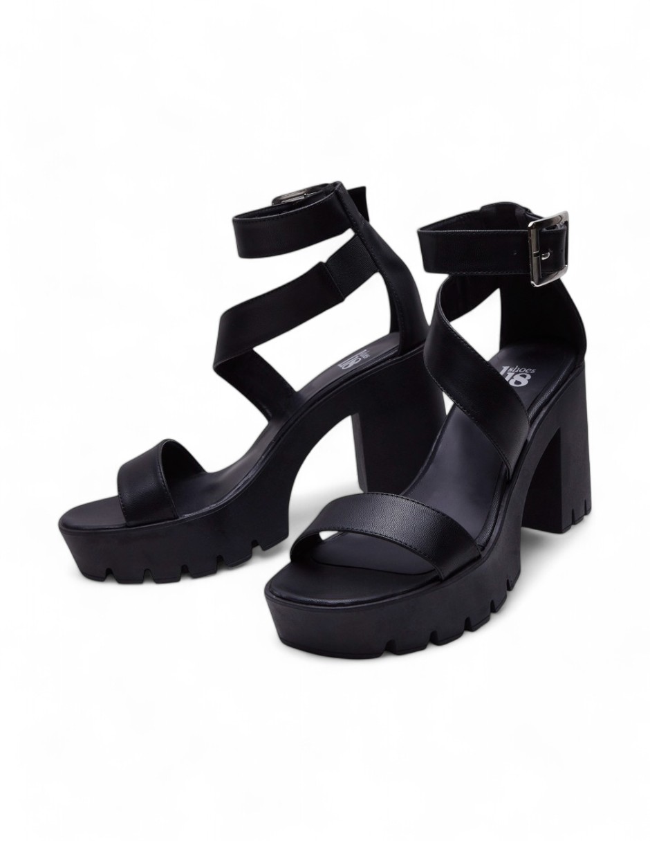 Foto 3 | Sandalia Calzado Watanabe Color Negro Tacon Ancho