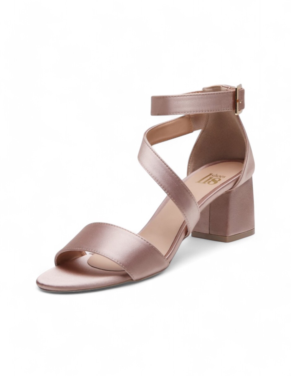 Foto 1 | Sandalias Calzado Watanabe Color Beige Tacones Satinados