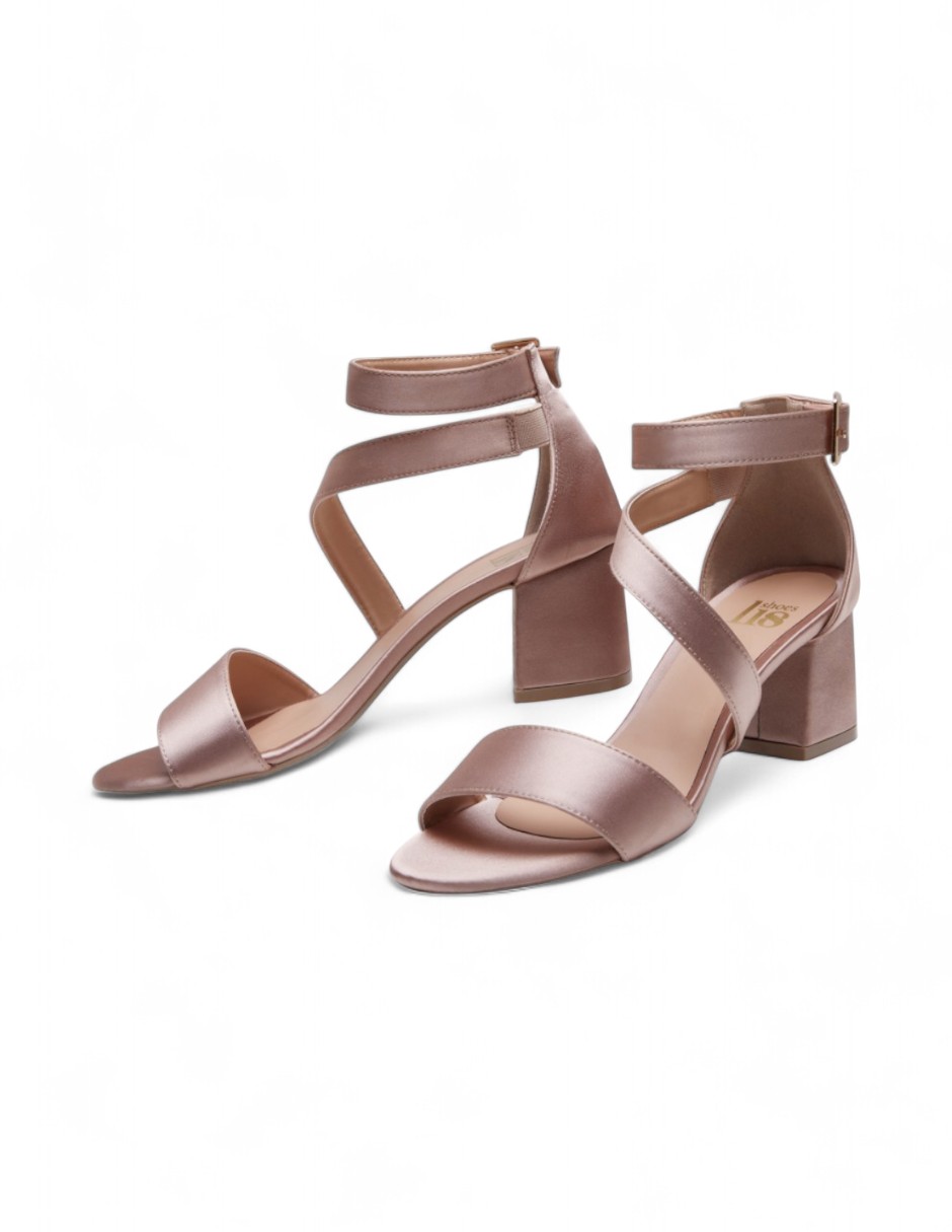 Foto 3 | Sandalias Calzado Watanabe Color Beige Tacones Satinados