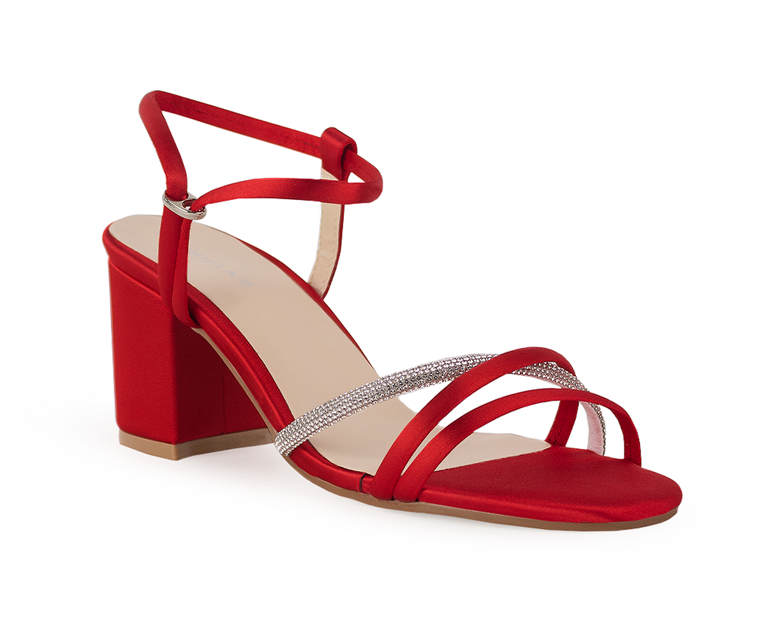 Sandalia Color Rojo Fiesta Material Sintético
