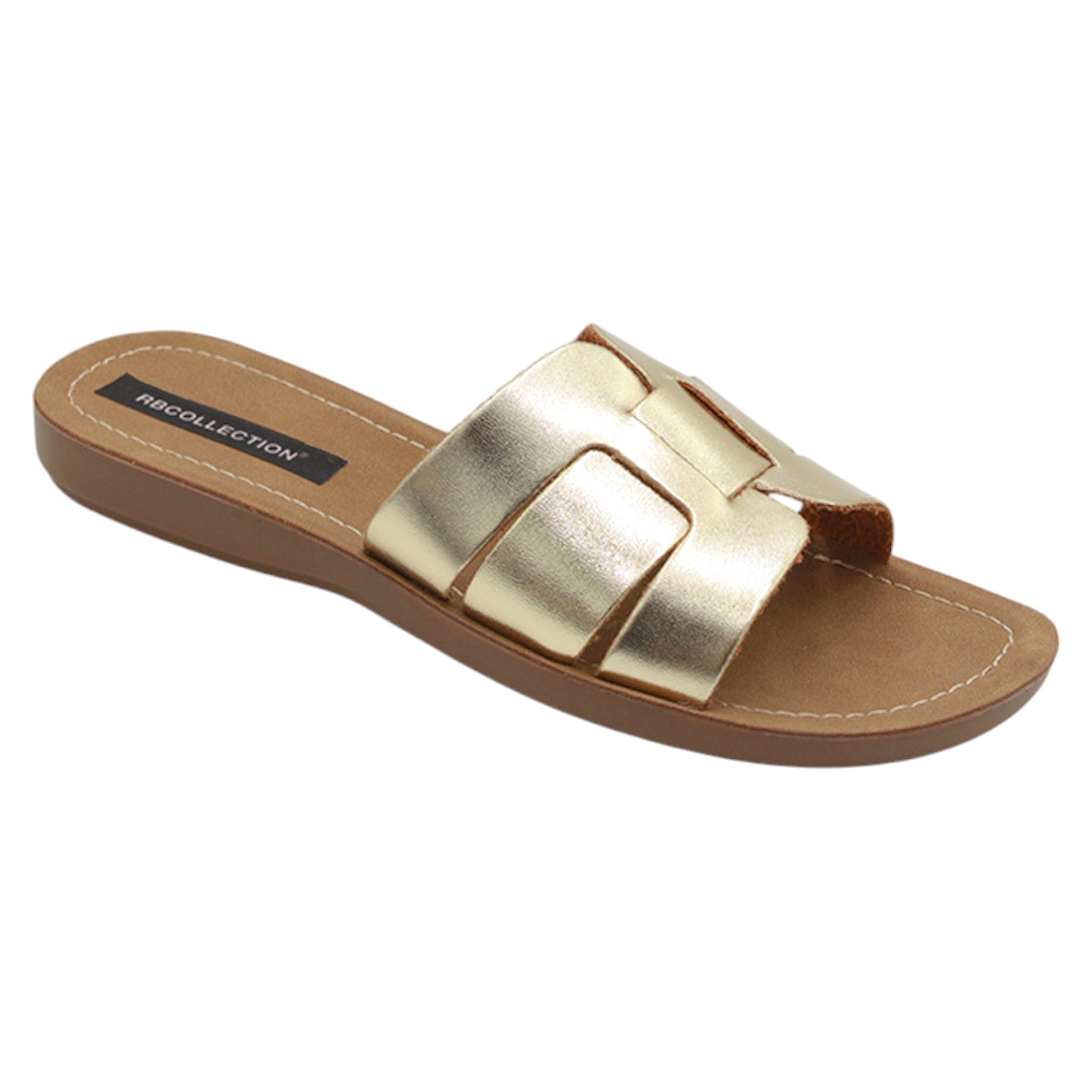 Foto 2 pulgar | Sandalias de Piso Rbcollection Sintéticas Oro para Mujer