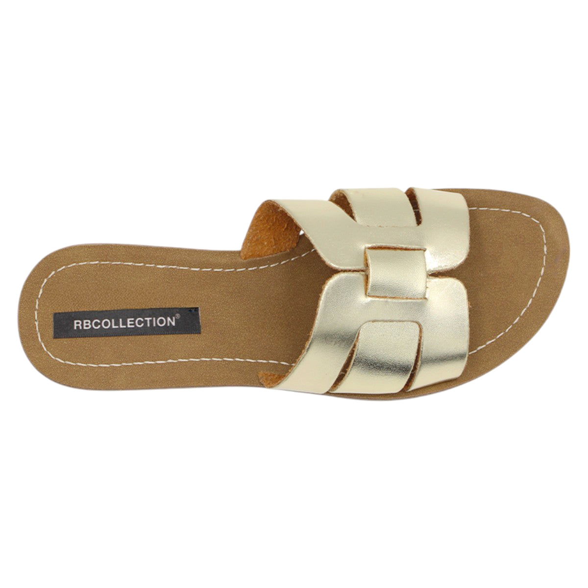 Foto 4 pulgar | Sandalias de Piso Rbcollection Sintéticas Oro para Mujer