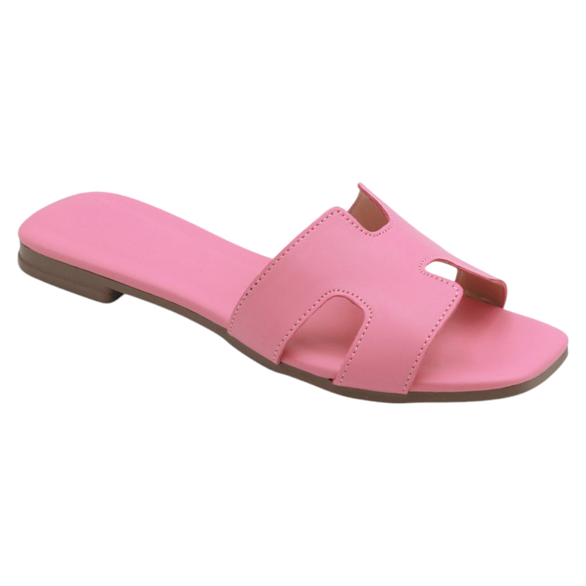 Foto 2 pulgar | Sandalias de Piso Rosa de Piel Vegana para Mujer