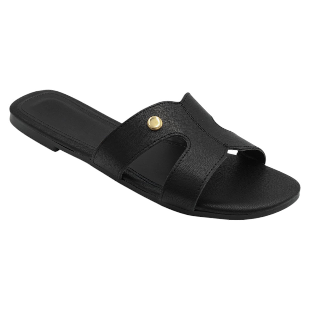 Foto 2 pulgar | Sandalias De Piso Exterior Piel Vegana Color Negro Para Mujer De Rbbasics