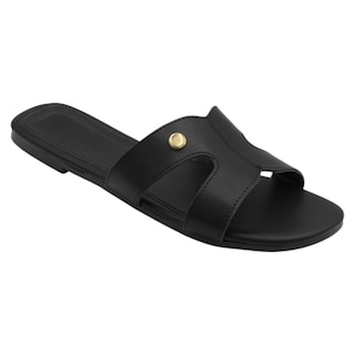 Foto 1 | Sandalias De Piso Exterior Piel Vegana Color Negro Para Mujer De Rbbasics