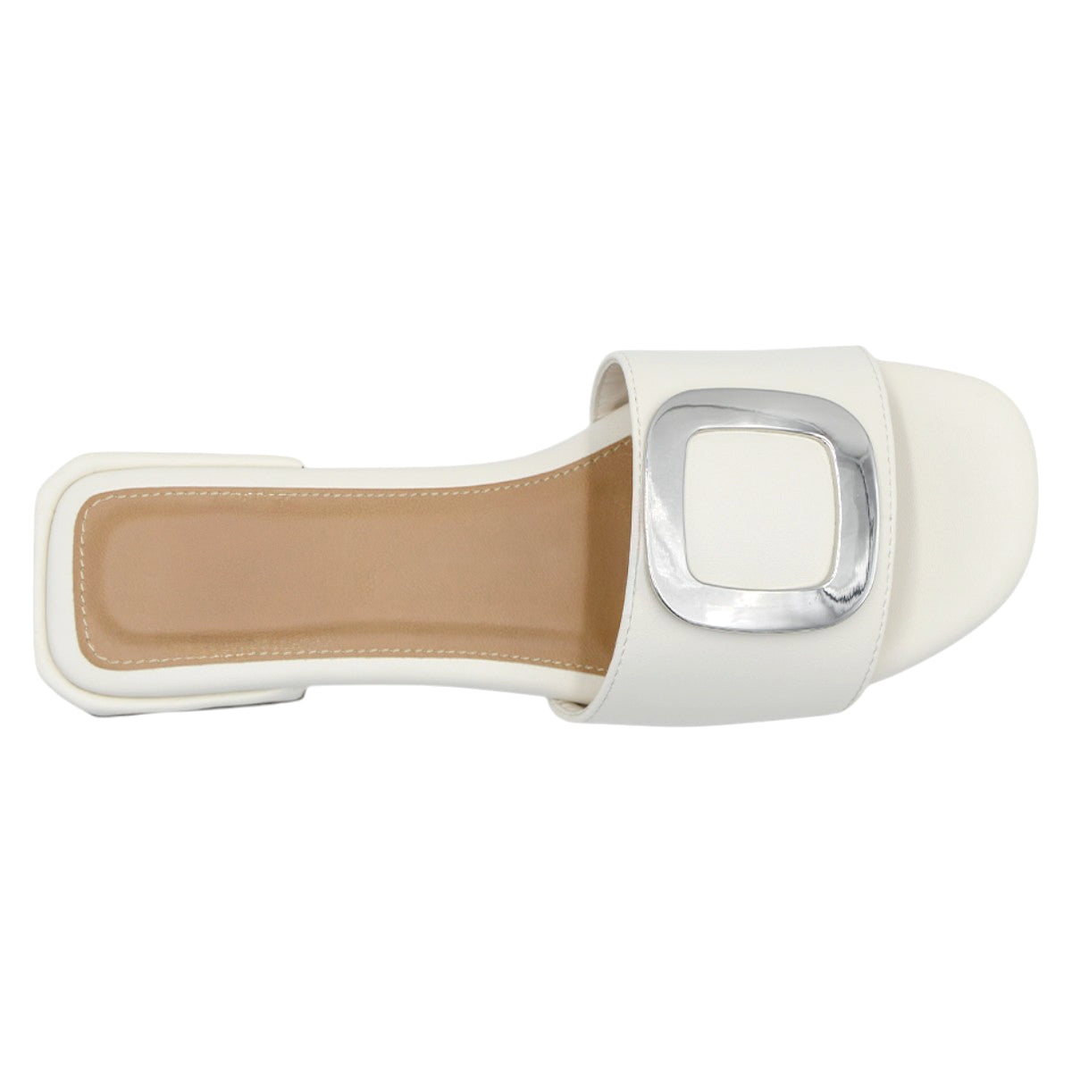Foto 4 pulgar | Sandalias de Piso de Piel Vegana Blancos para Mujer