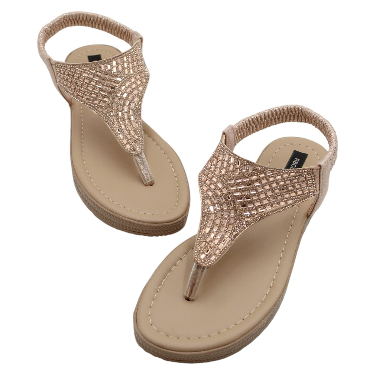 Foto 4 pulgar | Sandalias de Pisl Oro con Pedrería para Mujer