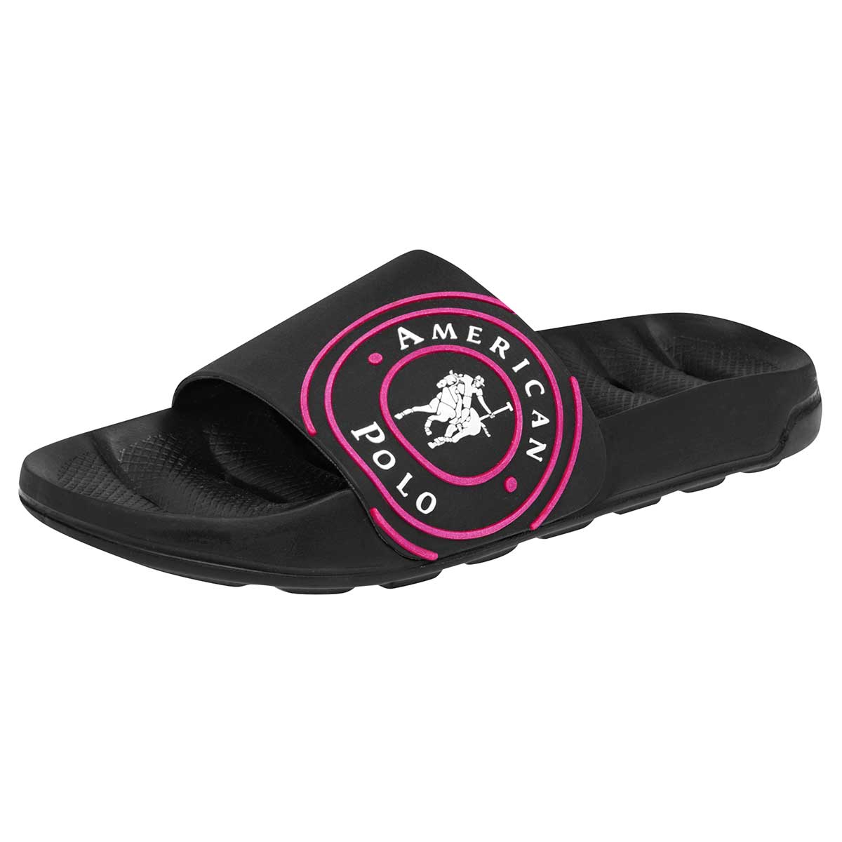 American Polo Sandalia Para Mujer Negro Fucsia