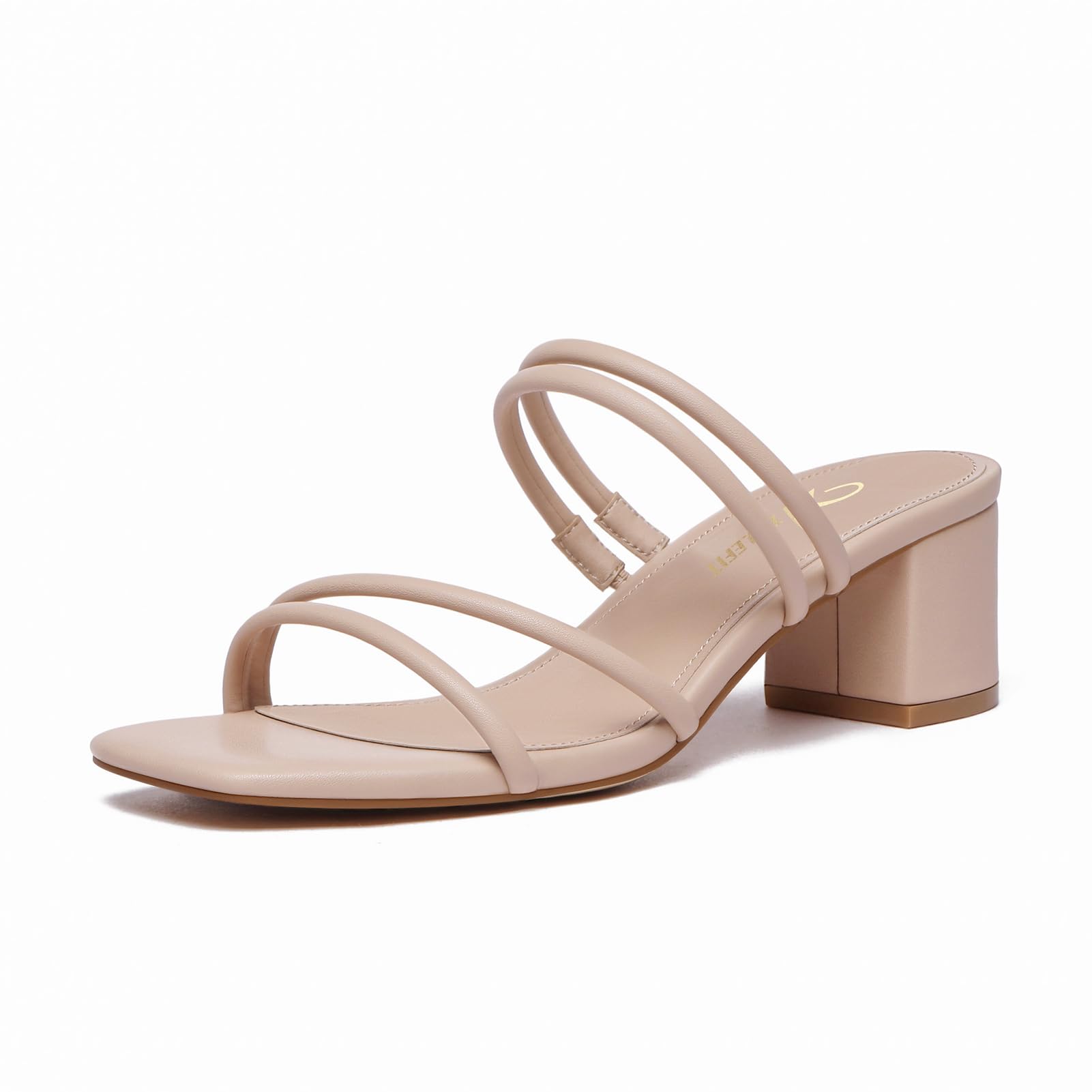 Foto 2 pulgar | Sandalias Athlefit De Tacón Grueso Para Mujer, Cuadradas Y Con Punta Abierta, Color Nude - Venta Internacional.