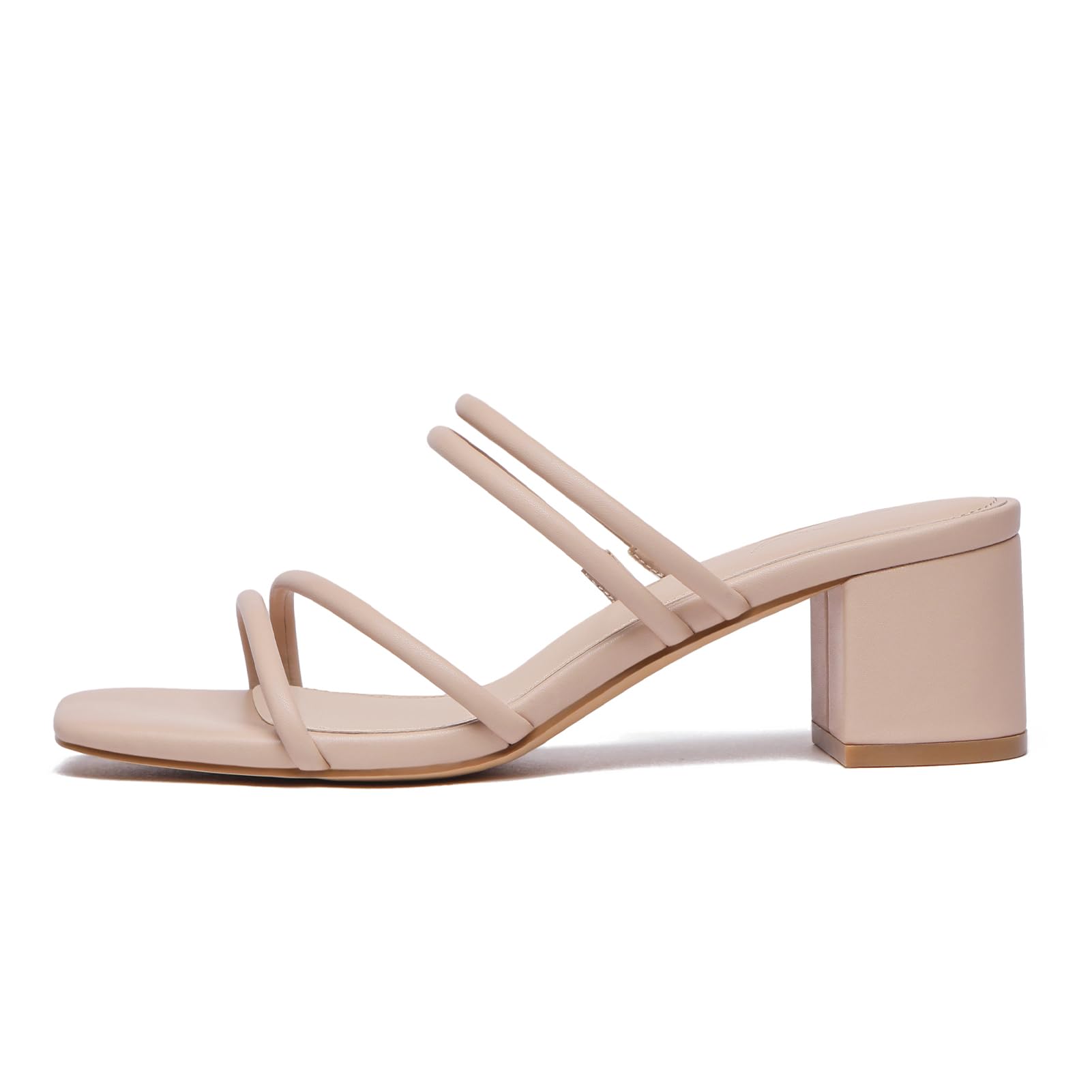 Foto 3 pulgar | Sandalias Athlefit De Tacón Grueso Para Mujer, Cuadradas Y Con Punta Abierta, Color Nude - Venta Internacional.