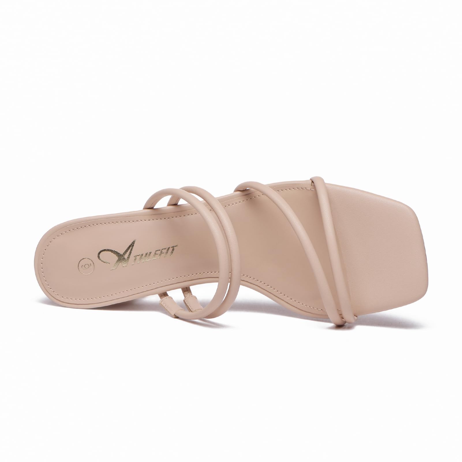 Foto 4 pulgar | Sandalias Athlefit De Tacón Grueso Para Mujer, Cuadradas Y Con Punta Abierta, Color Nude - Venta Internacional.