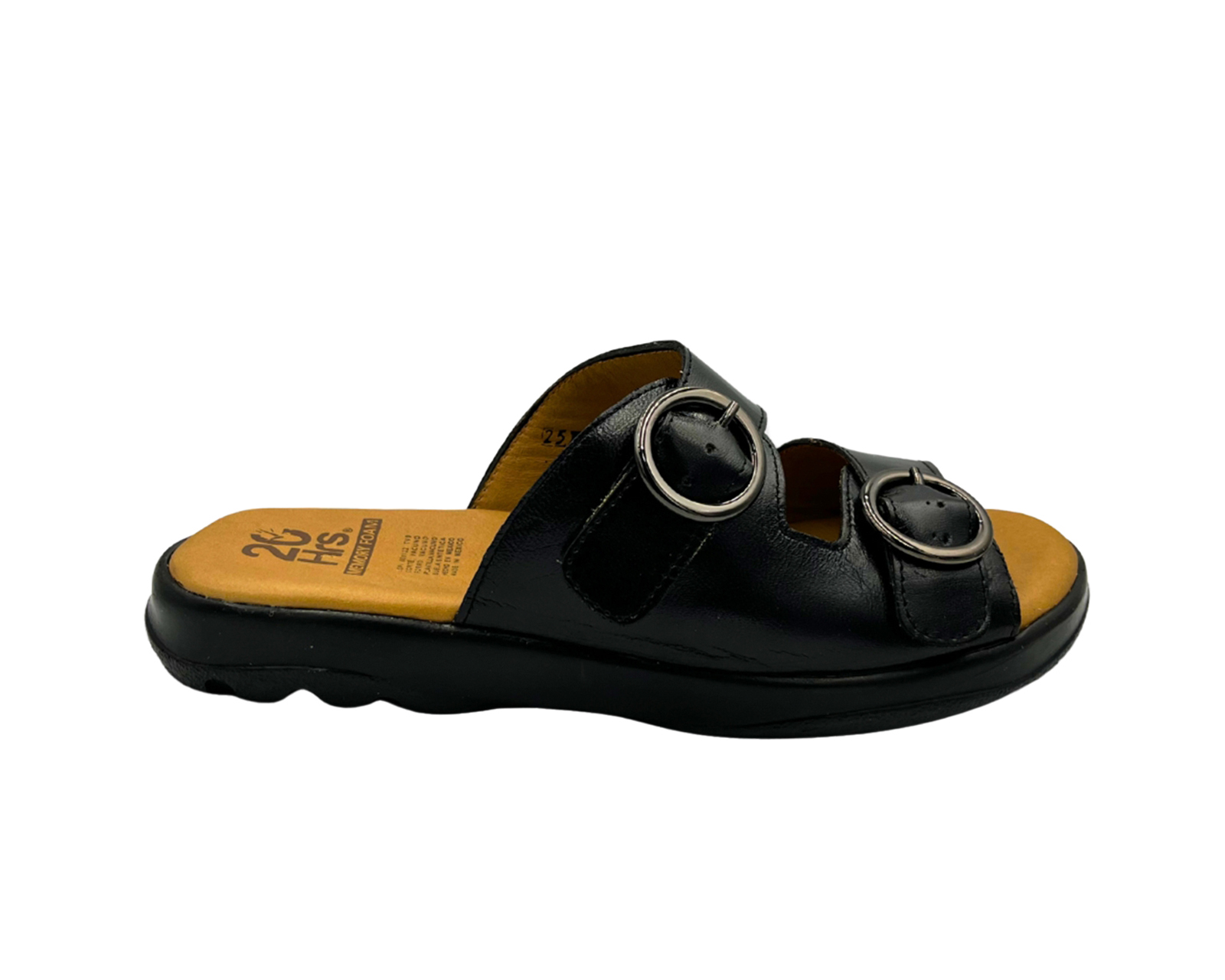 Sandalia De Piel Negra Para Mujer 20 Hrs 1007
