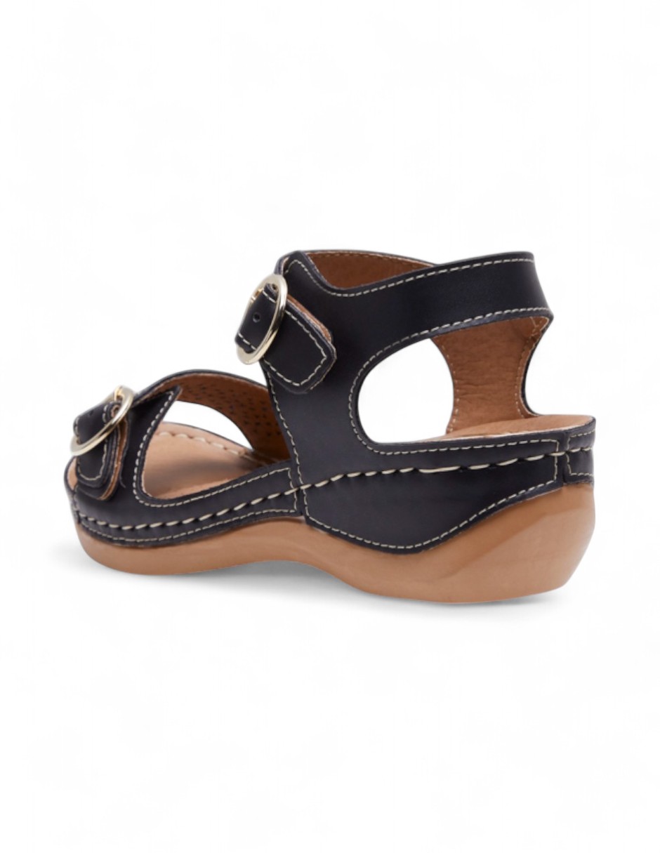 Foto 5 pulgar | Sandalia Calzado Watanabe Color Negro Suela Madera Hebillas