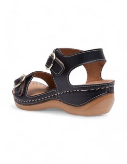 Foto 4 | Sandalia Calzado Watanabe Color Negro Suela Madera Hebillas