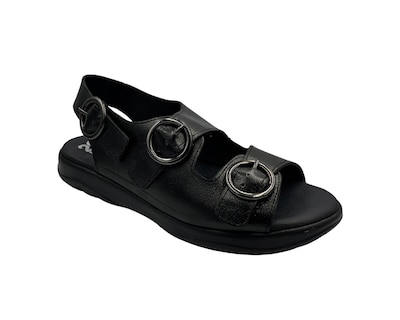 Foto 2 | Sandalia Huarache De Piel Color Negro Para Mujer Cómodo 20 Hrs 1010