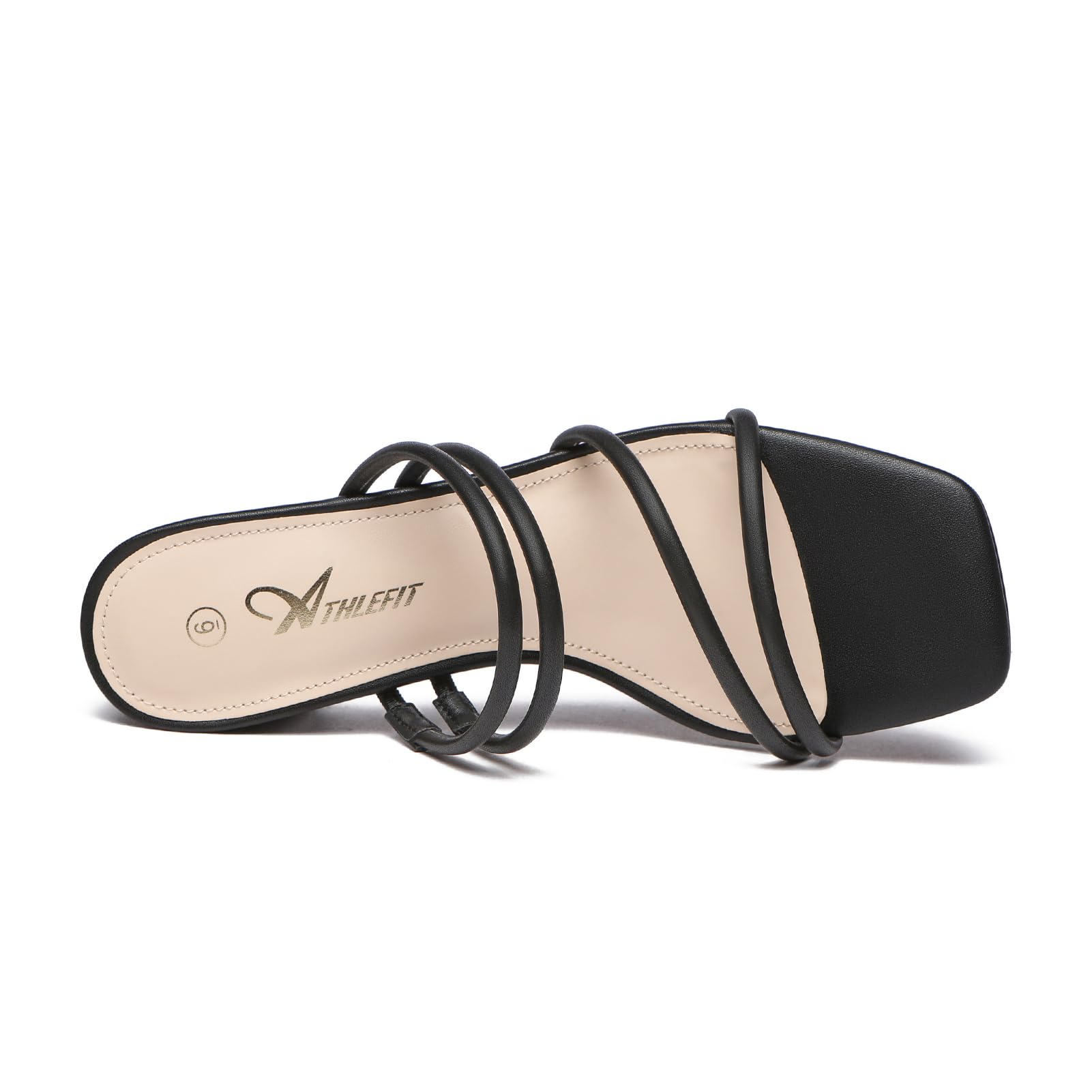 Foto 3 | Sandalias Athlefit Para Mujer Con Tacón Grueso, Color Negro, Talla 8 - Venta Internacional.