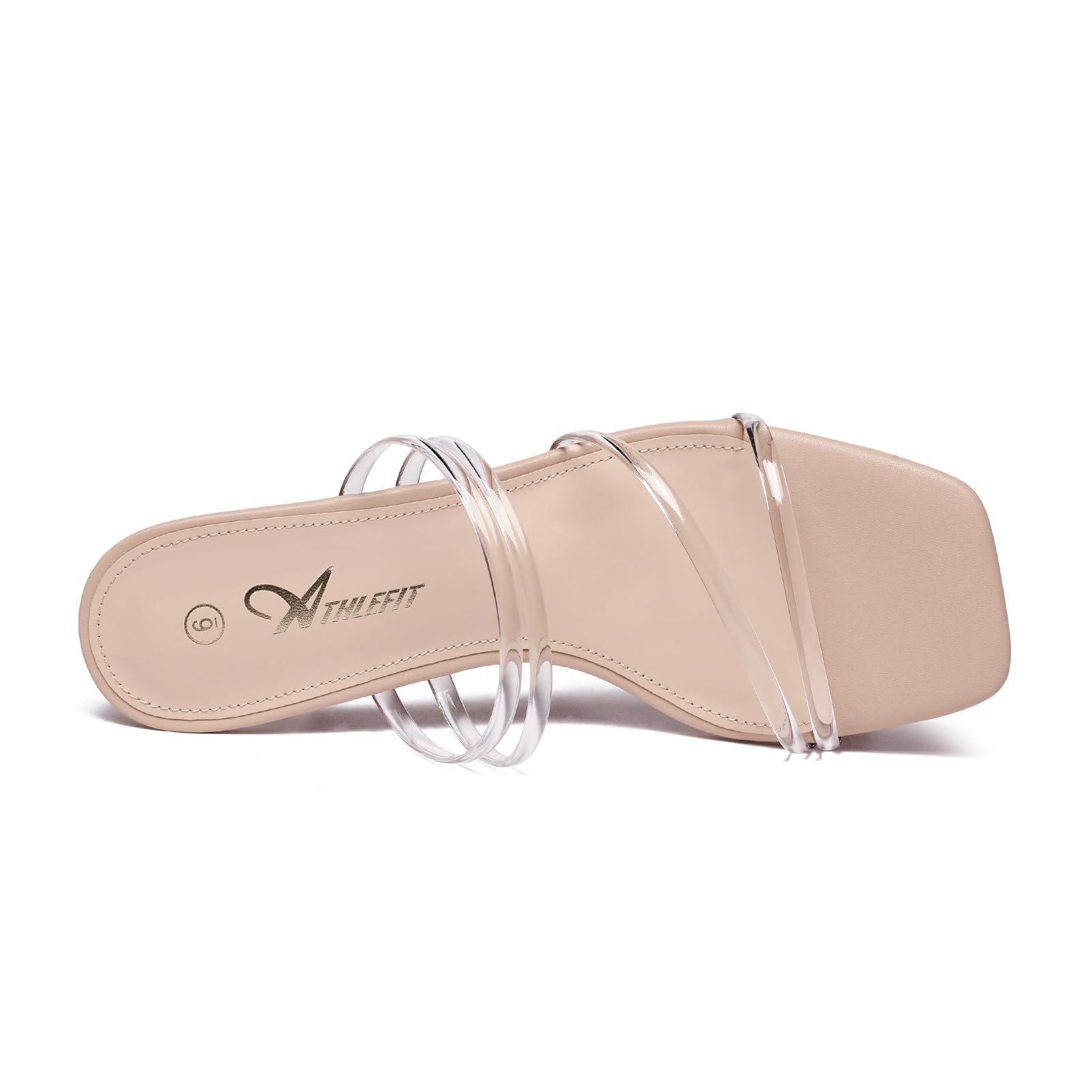 Foto 4 pulgar | Sandalias De Tacón Athlefit Strappy Para Mujer, Talla 5.5, Transparente - Venta Internacional.