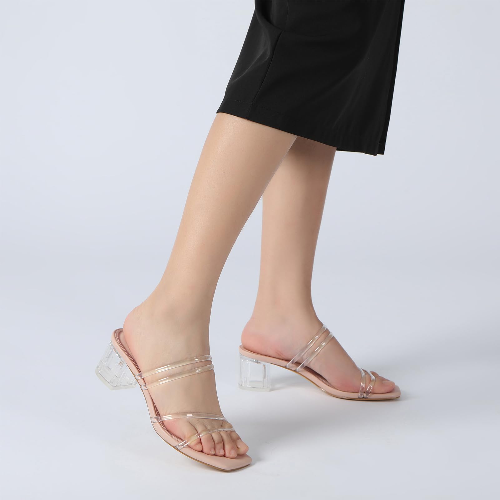 Foto 6 pulgar | Sandalias De Tacón Athlefit Strappy Para Mujer, Talla 5.5, Transparente - Venta Internacional.
