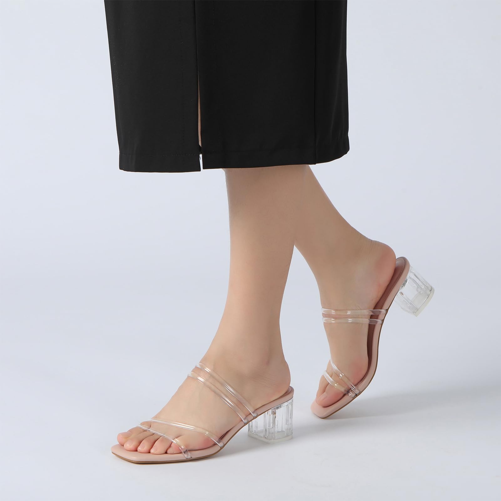 Foto 7 pulgar | Sandalias De Tacón Athlefit Strappy Para Mujer, Talla 5.5, Transparente - Venta Internacional.