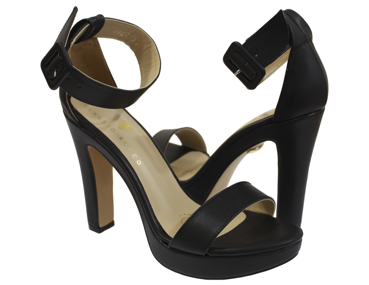 Sandalias Claudio Rocco Cr-01-1 Napa color Negro Tacón 10