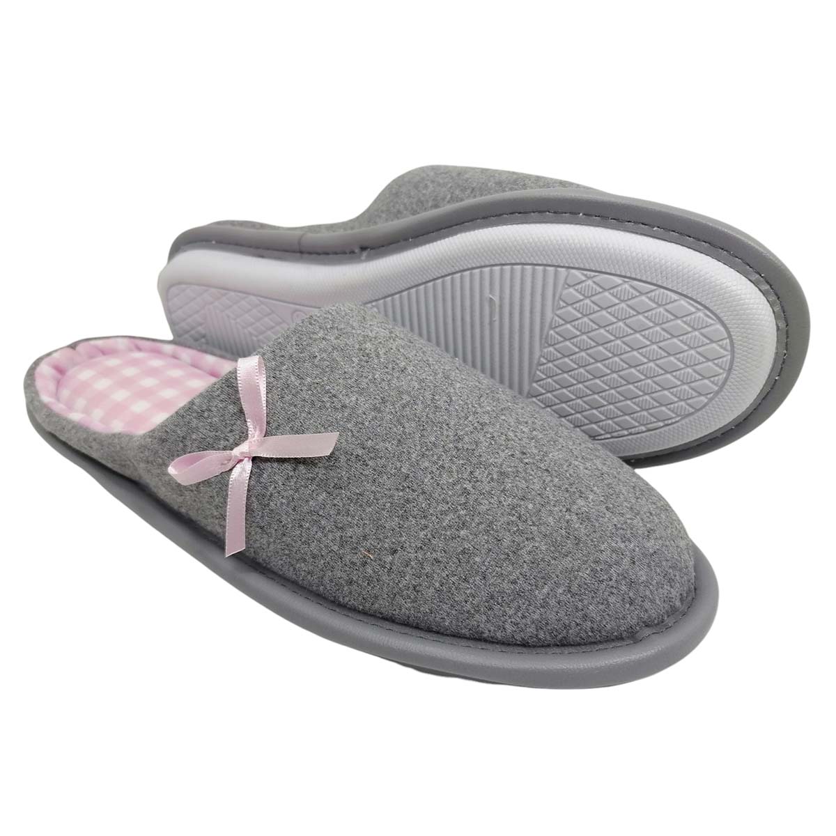 Pantuflas Calzatura 10051 color Gris/Rosa