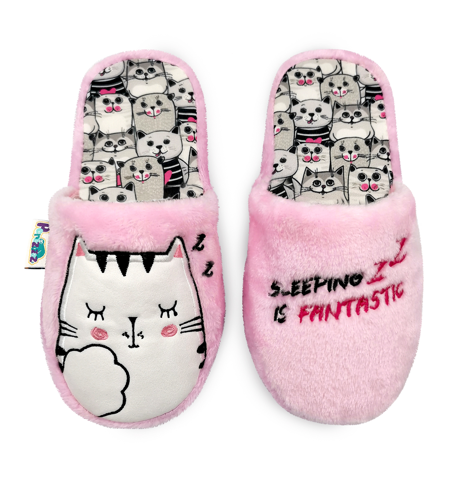 Pantufla para Dama Perezozaz Gato color Rosa