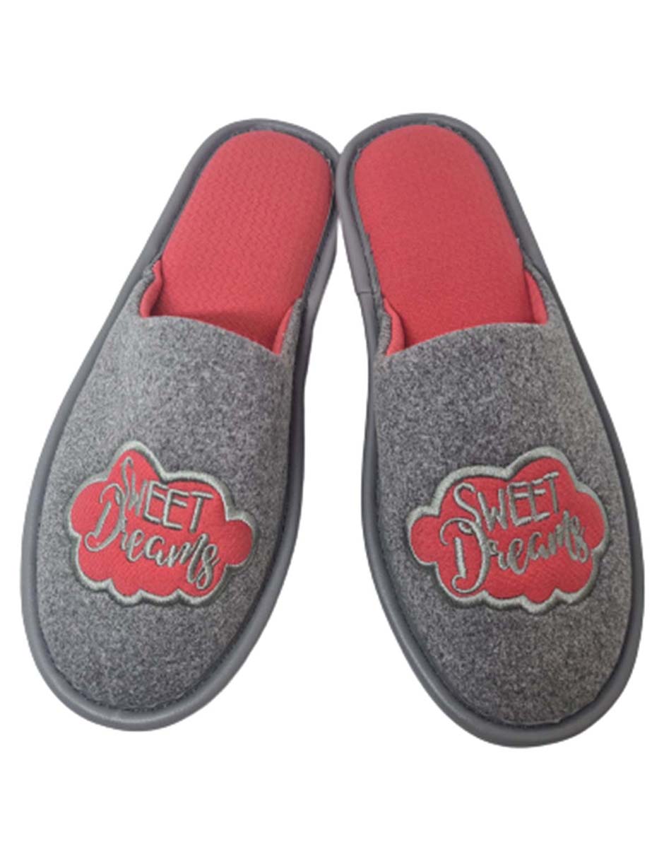 Foto 3 | Pantuflas Salto de Cama Calzatura color Gris con Rosa para Mujer