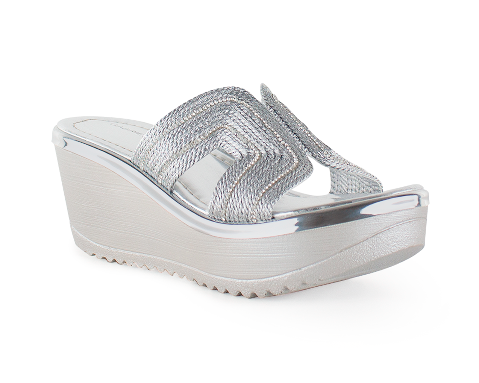 Sandalia Color Plata Brillos Material Sintetico