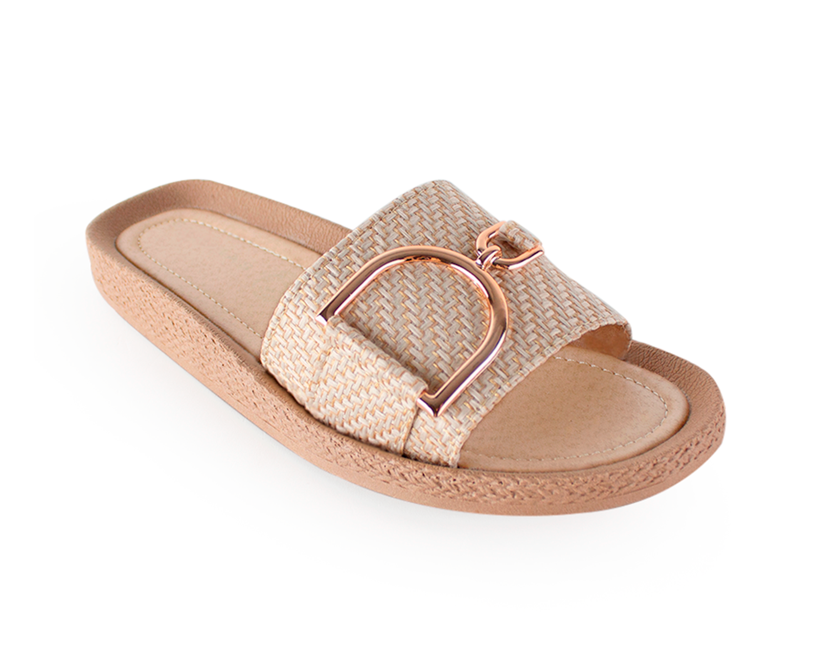Foto 2 pulgar | Sandalia Color Beige Adorno Material Sintetico