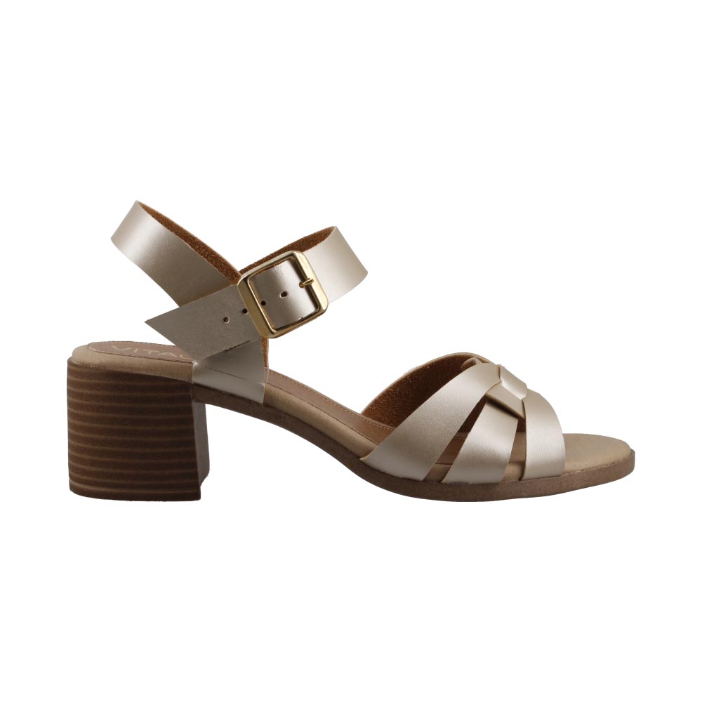 Foto 2 pulgar | Sandalia De Vestir Vitalia 728 Hueso Dama Tacon Bajo Huarache Casual Talla 22 A 26.5 M