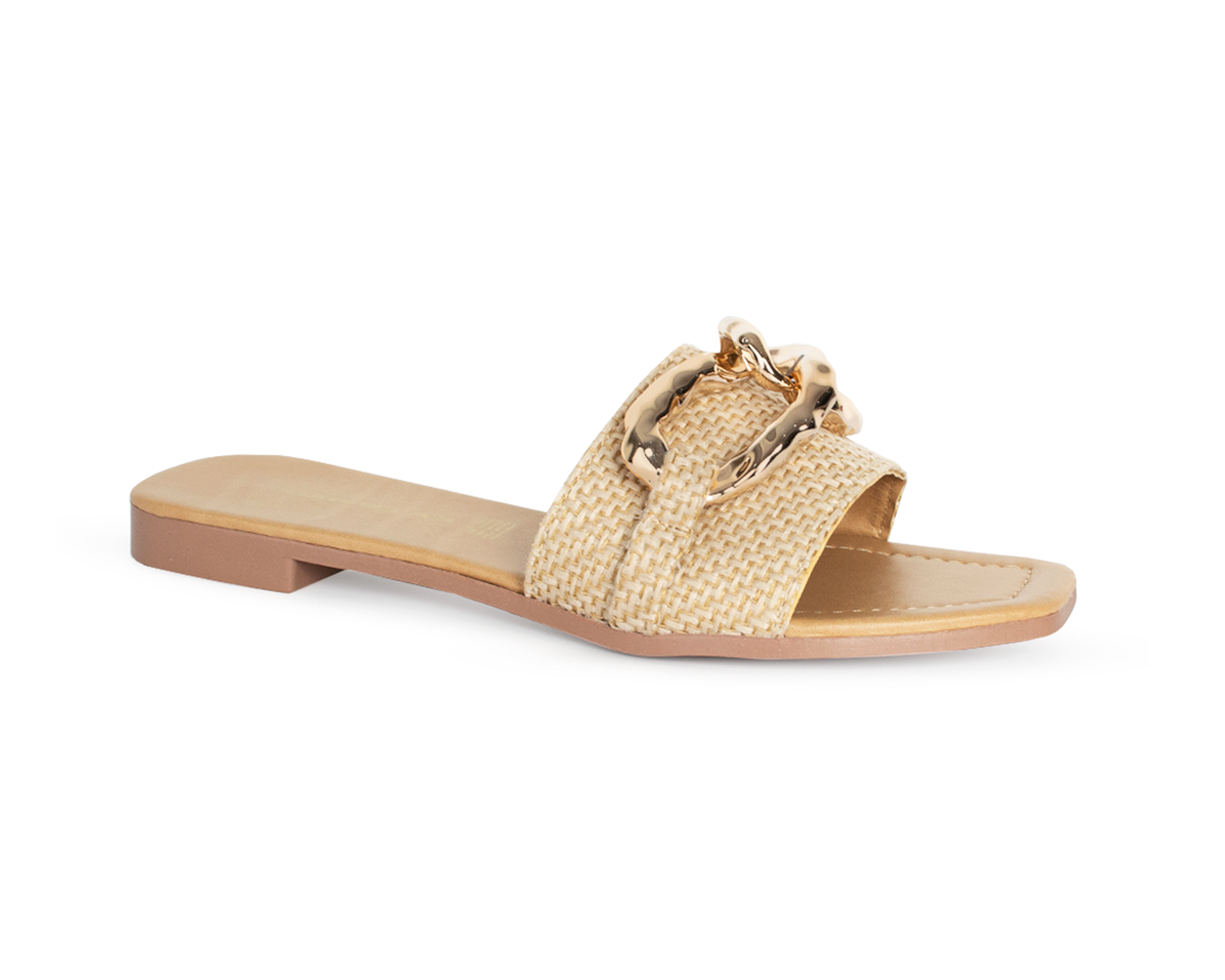 Foto 2 pulgar | Sandalia Beige con Cadena Material Sintetico
